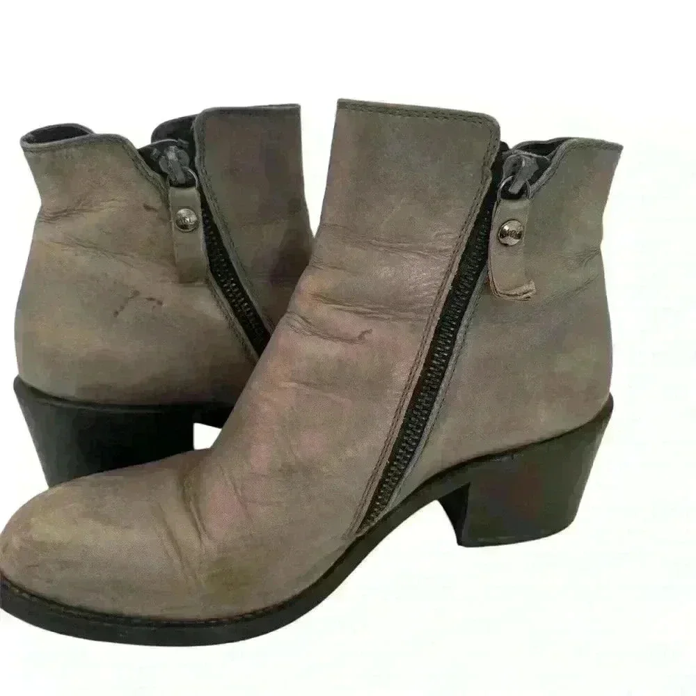 AGL Double Zipper Gray Ankle Boots Sz 8 EU 38 Pre loved